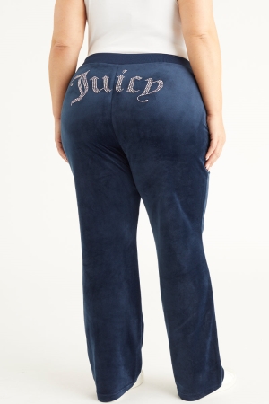 Regal Blue Juicy Couture Plus-Size OG Big Bling Velour Track Pants | 729360-PYN