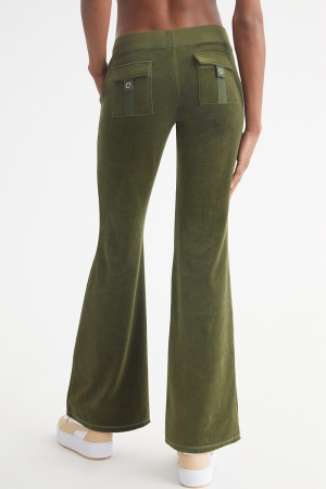 Super Greens Juicy Couture Hollywood Snap Pocket Cotton Velour Track Pants | 134792-EBX